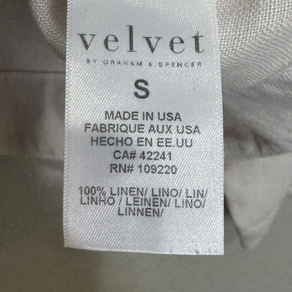 Velvet by Graham & Spencer Jacket Small Beige 100% Linen Button Front Lagenlook - Picture 6 of 7
